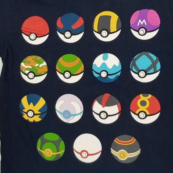 POKEMON T-Shirt 2018 Graphic Character Symbols? Short Sleeve Navy Blue Medium - Picture 3 of 5